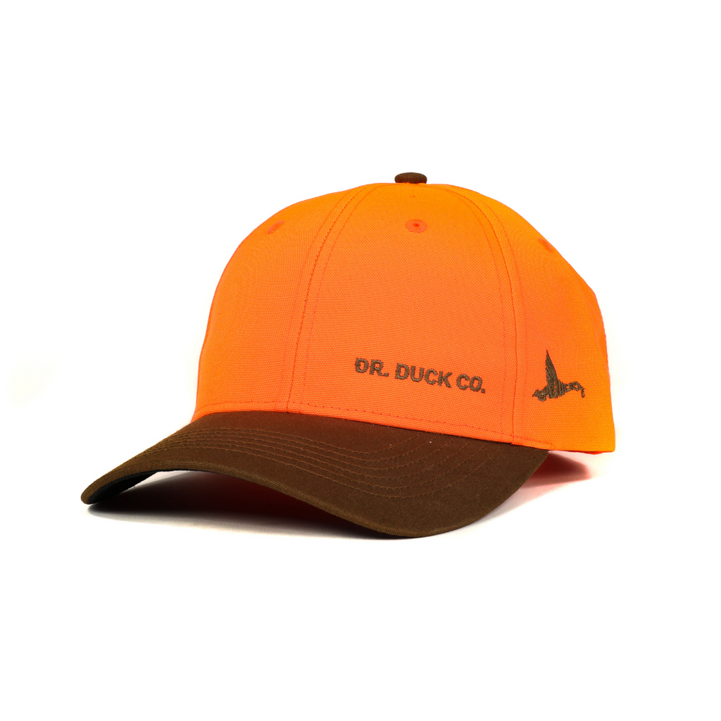 DR. DUCK CO. CANVAS DUCK CLOTH HAT - HUNTER ORANGE/BUCK BROWN