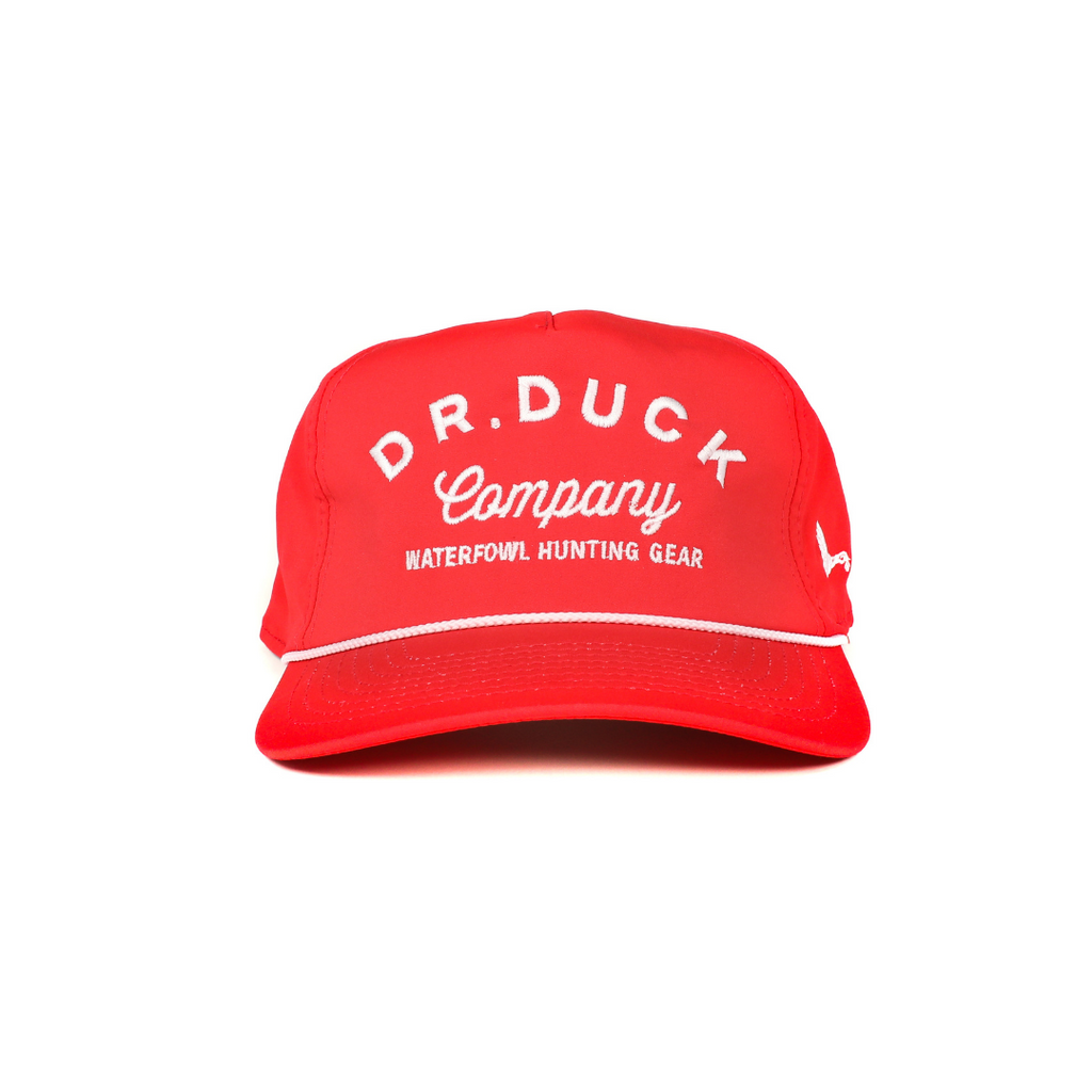 DR. DUCK CO. OLD SCHOOL COMPANY LOGO SNAPBACK HAT RED/WHITE