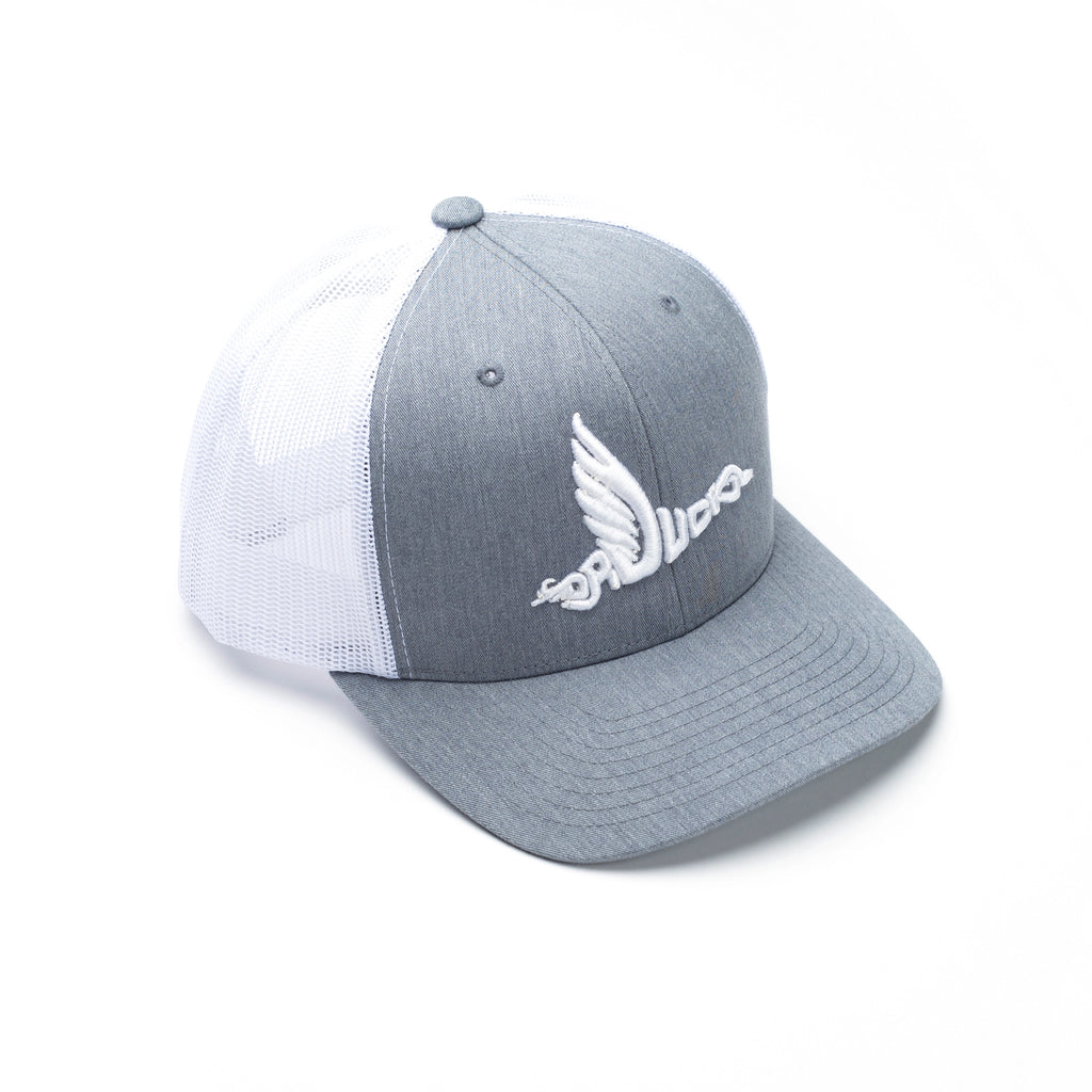 DR. DUCK CLASSIC SNAP BACK HAT HEATHER GRAY/WHITE - LARGE LOGO